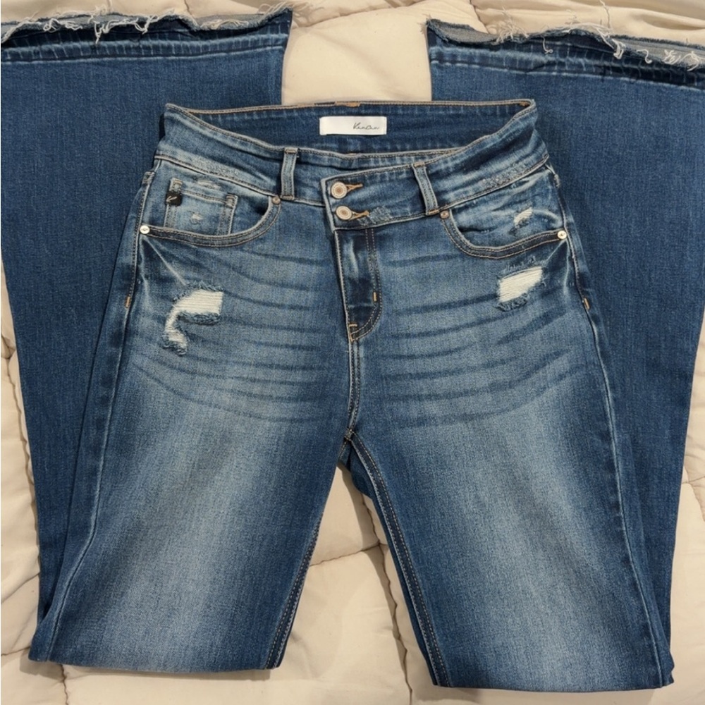 KanCan Blue Distressed Flare Jeans